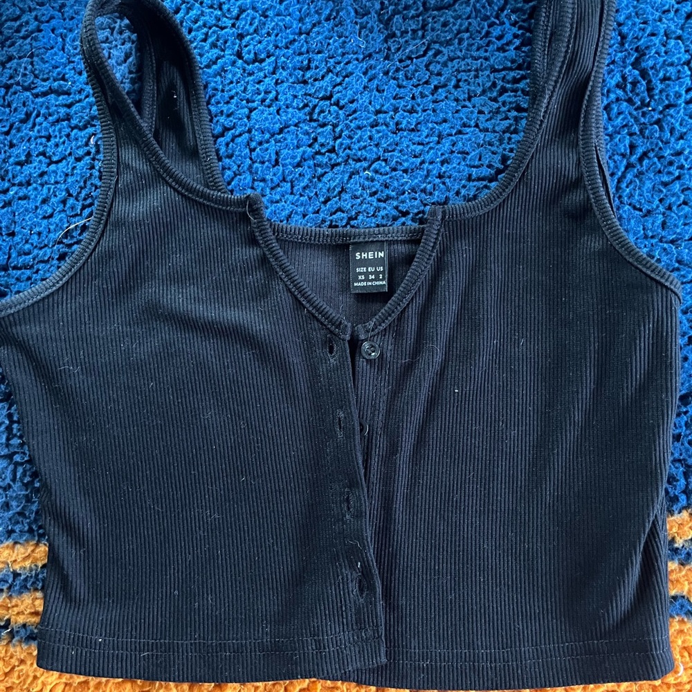 SHEIN cropped button down black tank